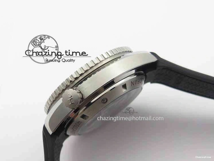 0319 Unisex Planet Ocean Master Chrono 45mm SS OM 1:1 Best Edition Black Dial On Black Rubber Strap A 8171